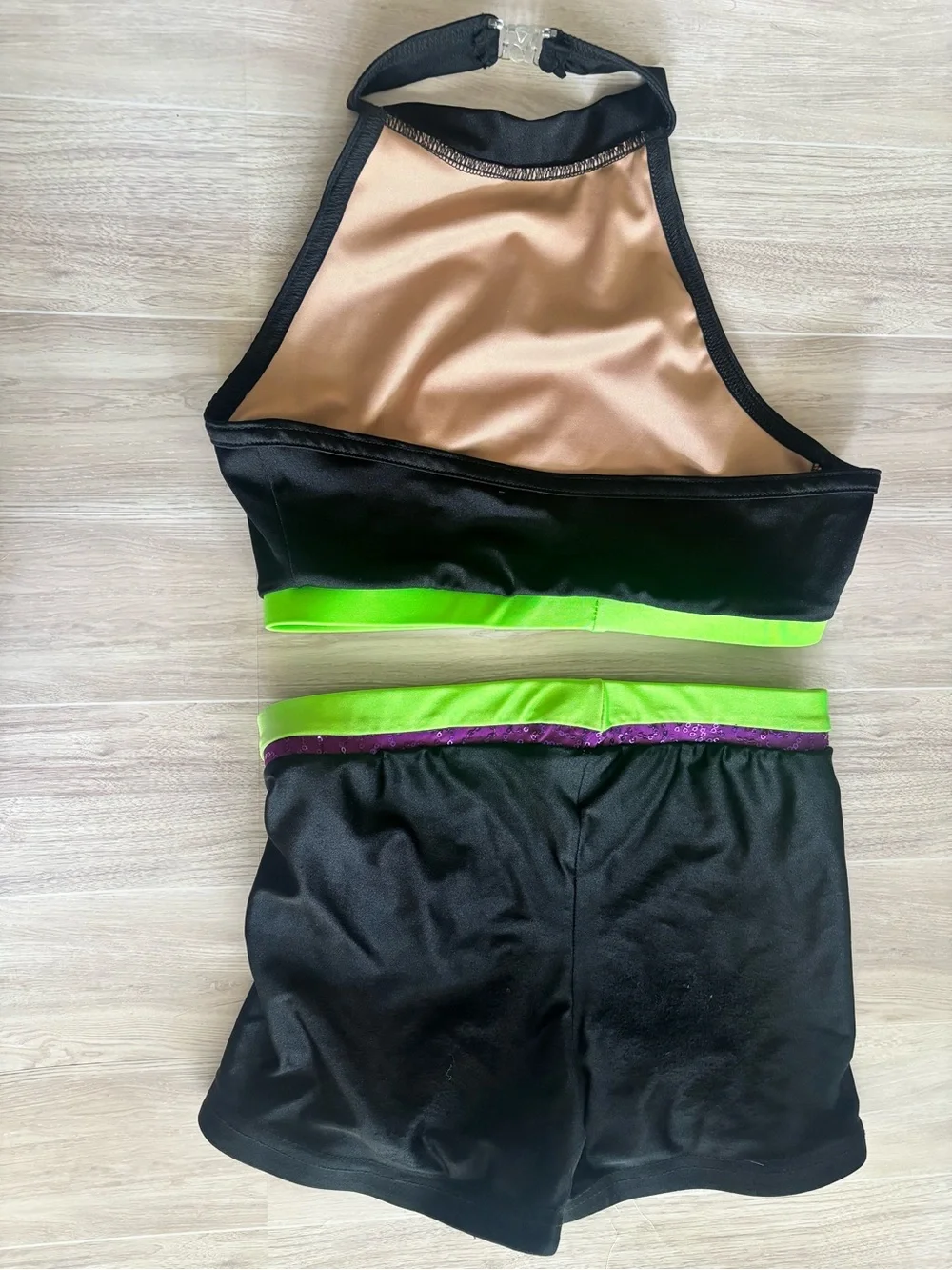 Girls Green and Purple Two Piece Dancewear Set